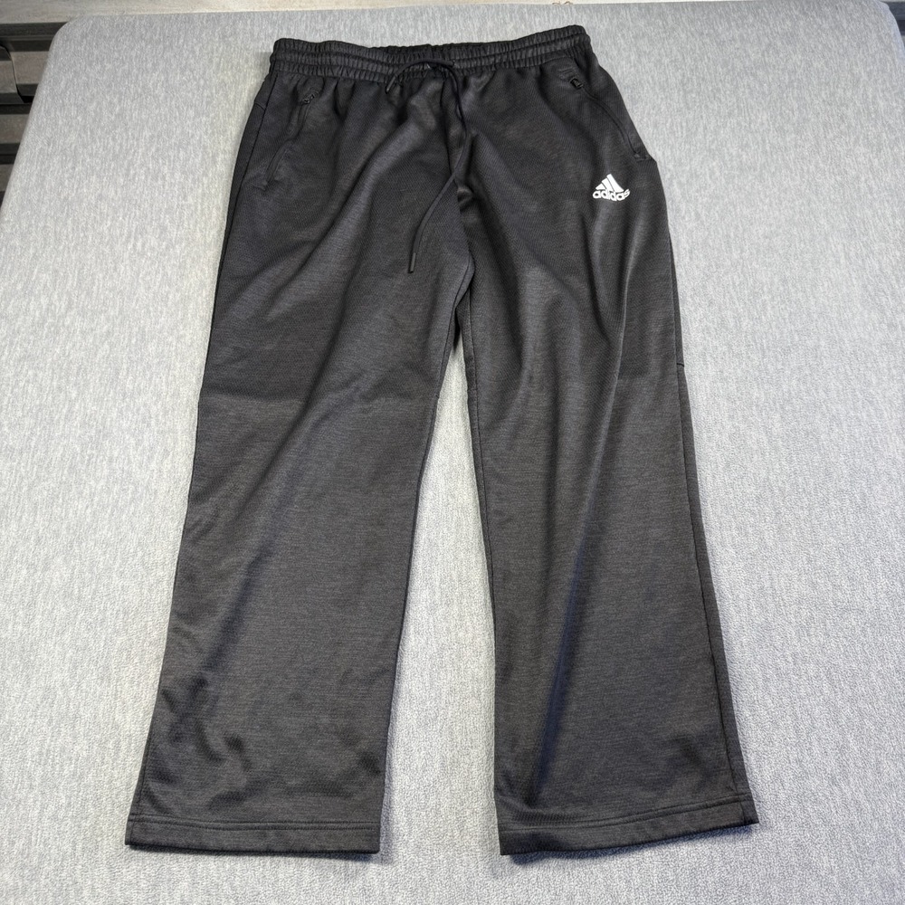 Adidas Pants Mens XL Black Dark Gray Melange Drawstring Elastic Waist Track Gym